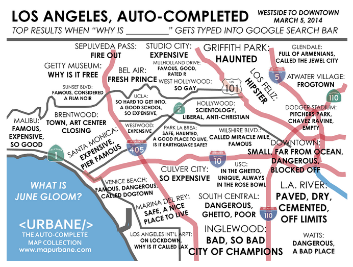 Los Angeles Stereotypes Map A Post With 9 Awesome Maps Of Los Angeles
