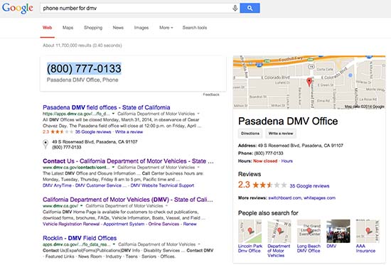 DMV Phone Number Google Search
