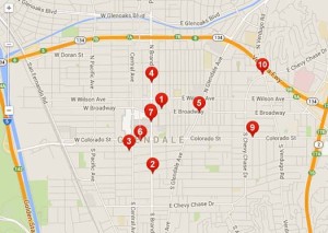 Yelp Map of Glendale Restaurants