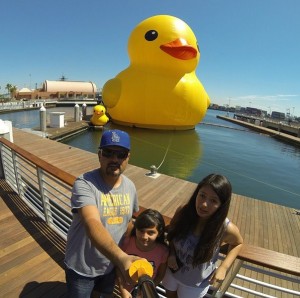 Family Selfie By Giant Rubber Duck in San Pedro