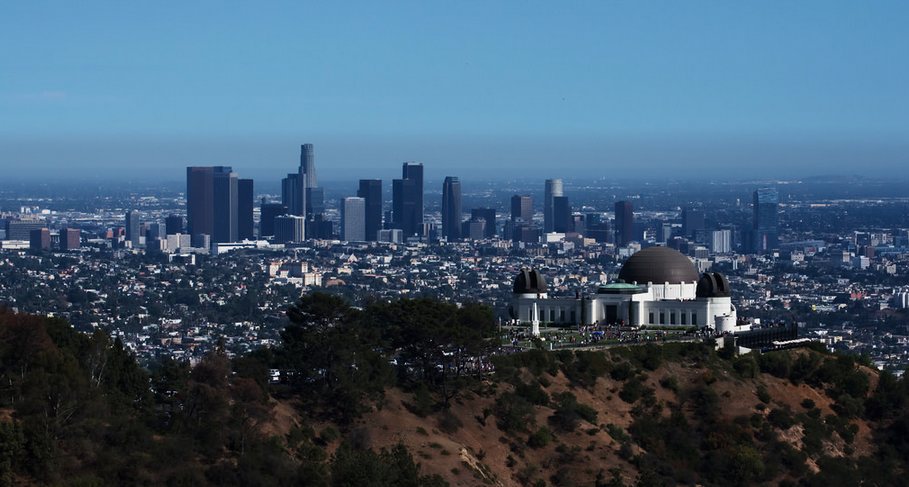 The Griffith Observatory with Downtown Los Angeles in the background