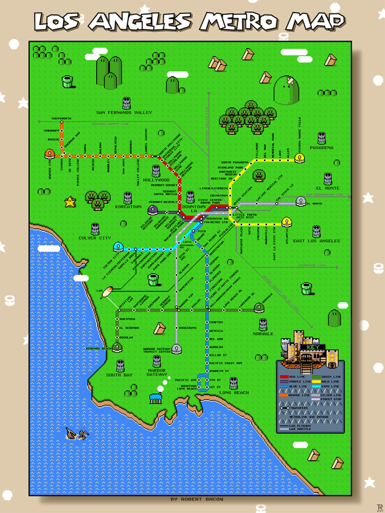 Super Mario Bros Los Angeles Metro Map