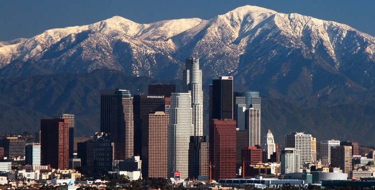 Los Angeles Skyline With Snow