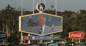 Dodgers Vin Scully on Scoreboard