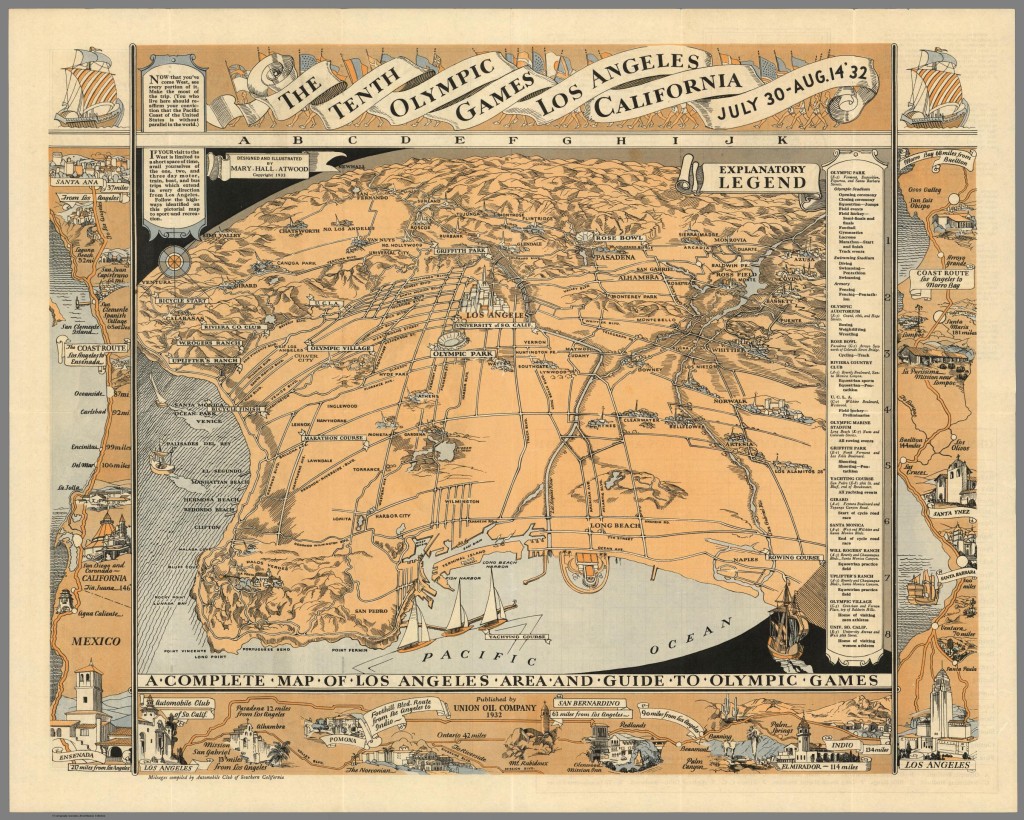 Los Angeles 1932 Olympics Illustrated Map