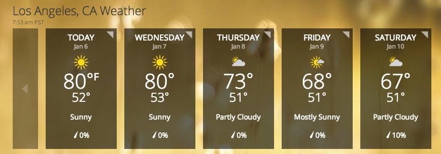 Los Angeles 5 Day Forecast 1-6-2015