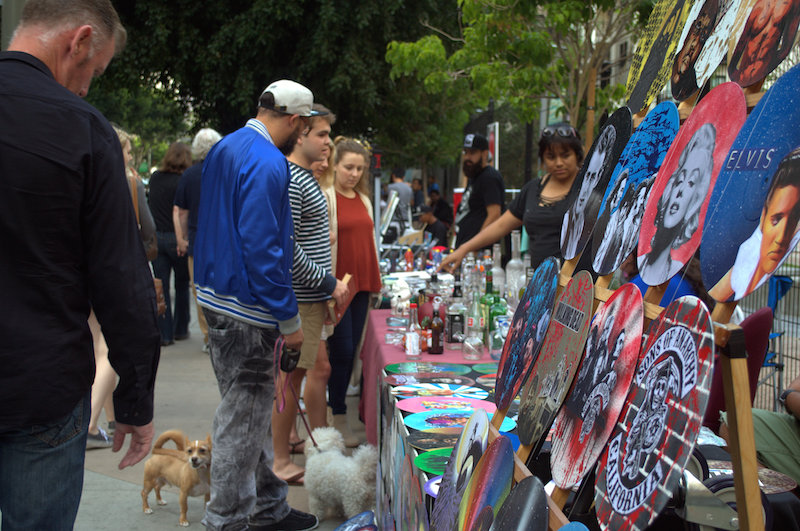 Diffrent Art Stands Set-up Along Spring Street During the Downtown Art Walk.