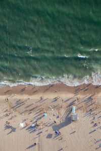Santa Monica Beachgoers Overhead