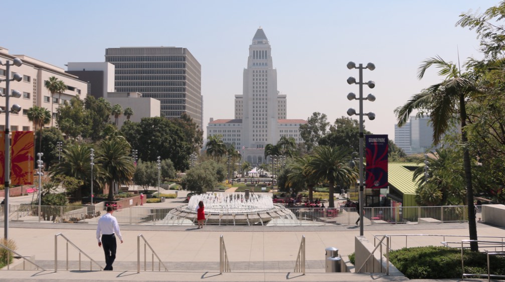Grand Park in DTLA with City Hall