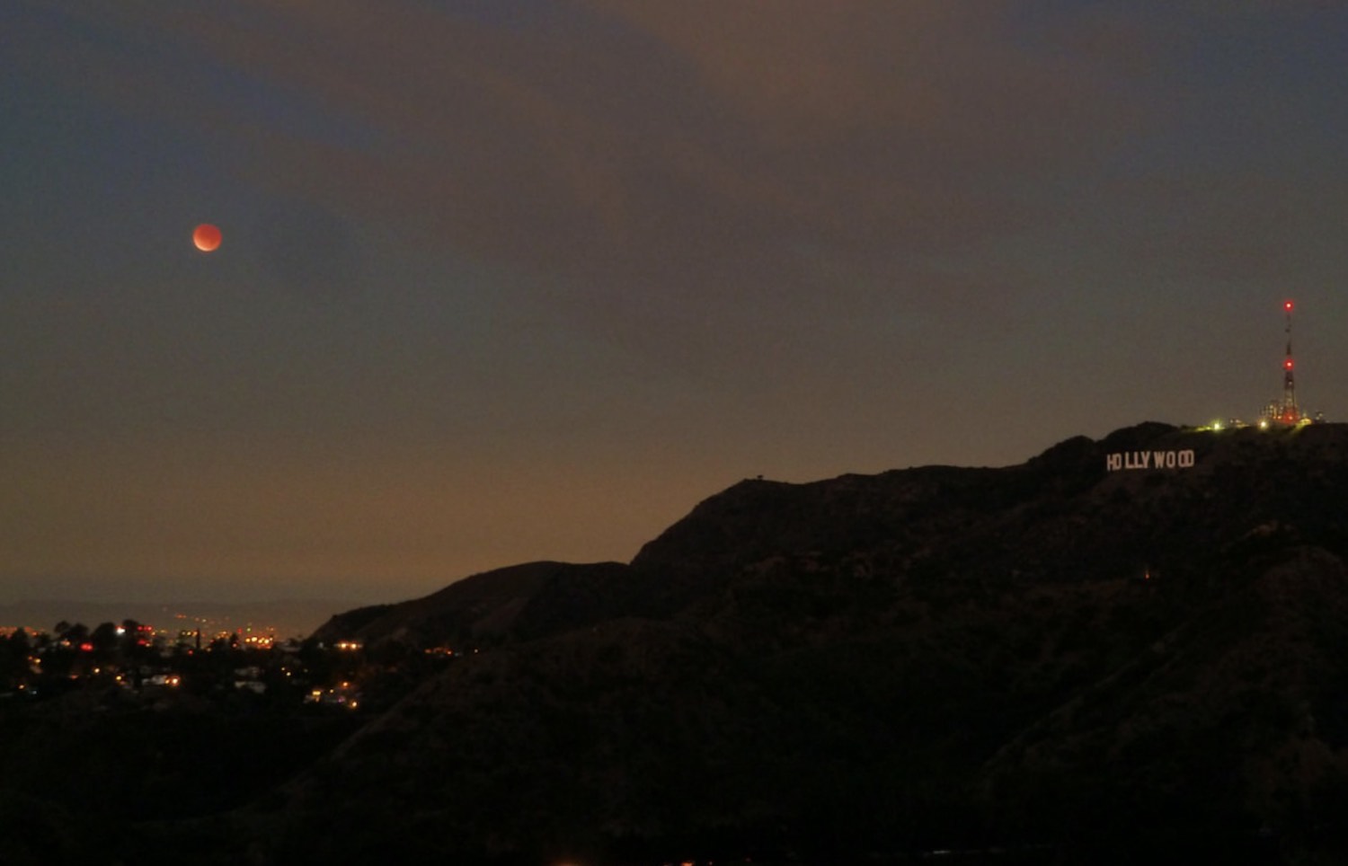 Lunar eclipse from Griffith Observatory