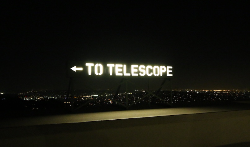 Telescope sign Griffith Observatory