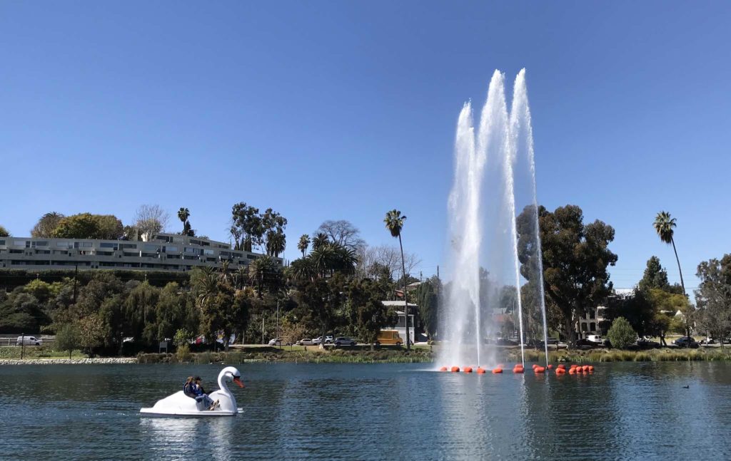 Swan boat on Echo Park Lake