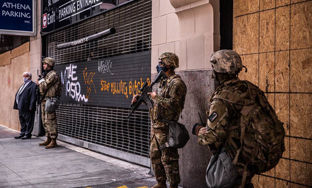 National Guard on Broadway during Black Lives Matter protest